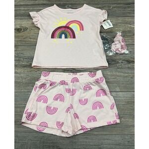 KIDTOPIA 2 Piece Outfit Set Sequin Rainbow Top & Shorts Pink Toddler Summer‎ 5T